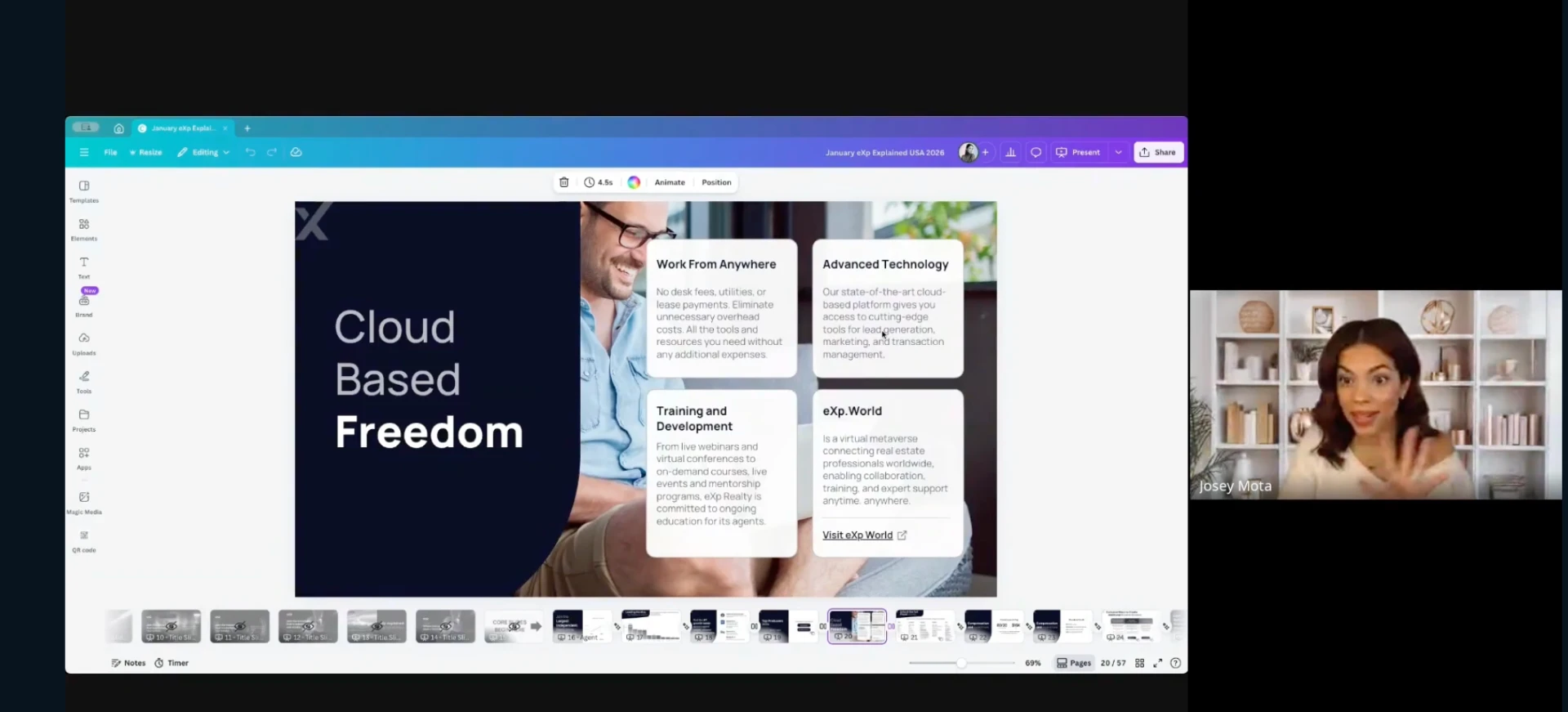 Josey Mota presenting the eXp eXplained deck
