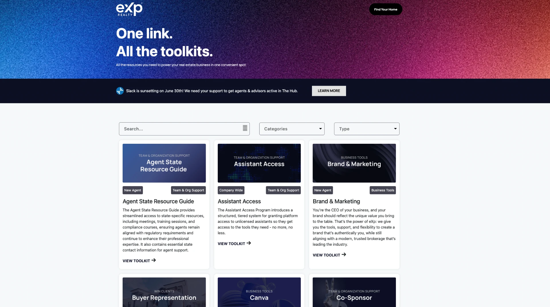 eXp Toolkit Hub — all toolkits